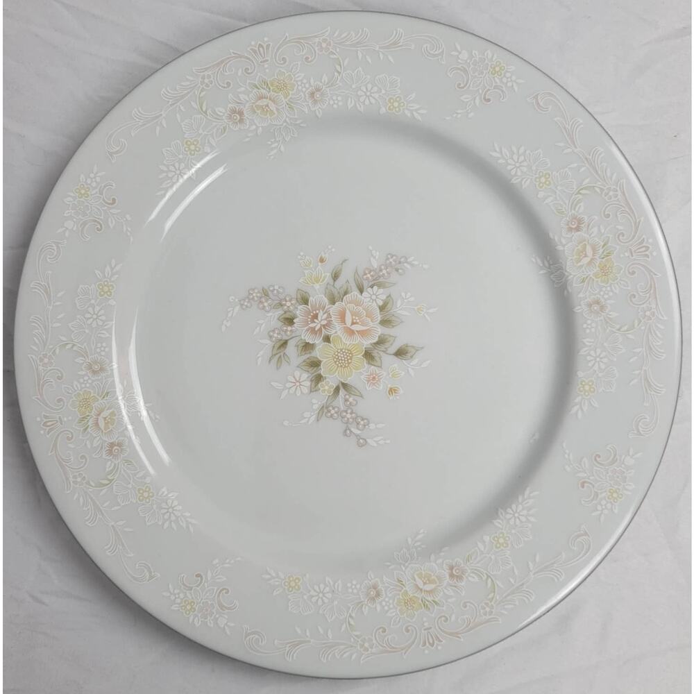Crescent Fine China Jie Pai Dinner Plate Painted Golden Flowers and Accents